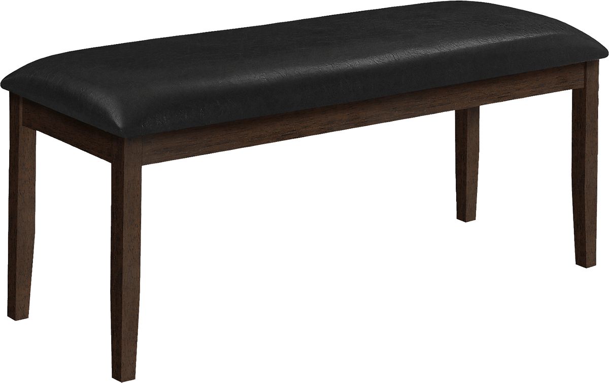 Wansley Espresso Dark Wood Polyurethane Fabric Dining Bench | Rooms to Go