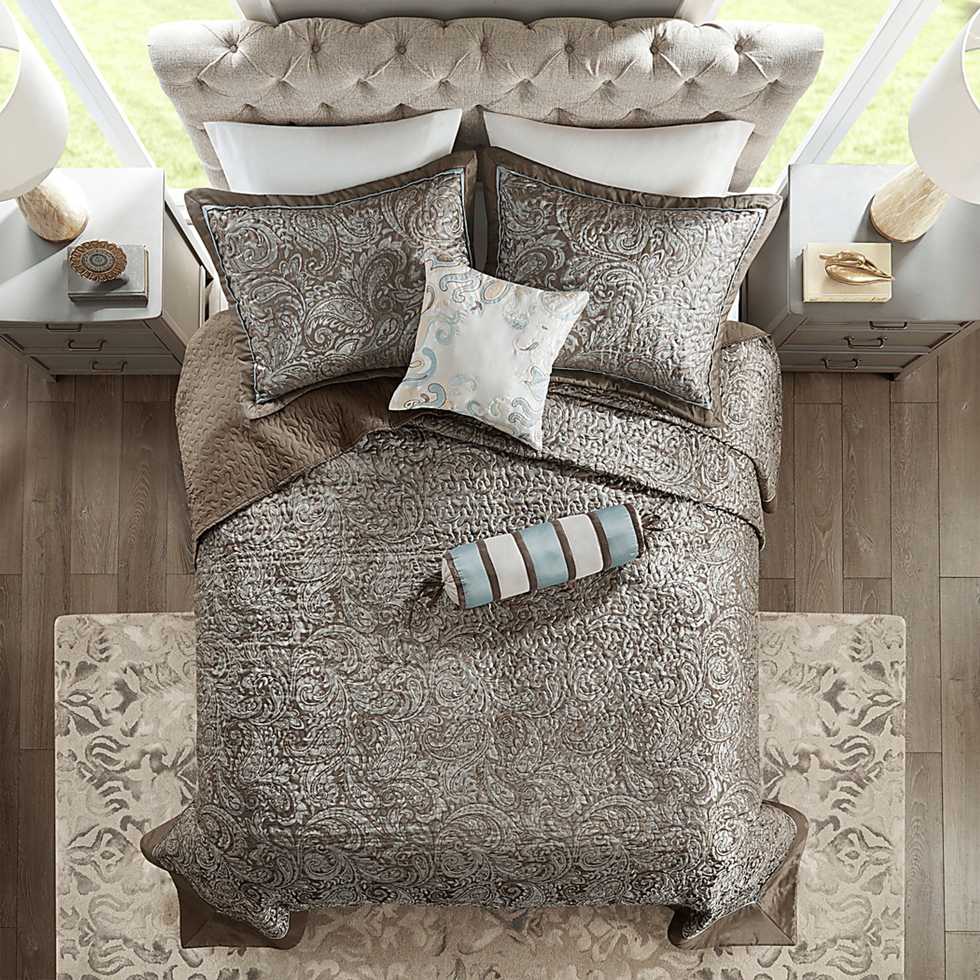 Wapsi Brown Blue 12 Pc Full Comforter Set - Image 3