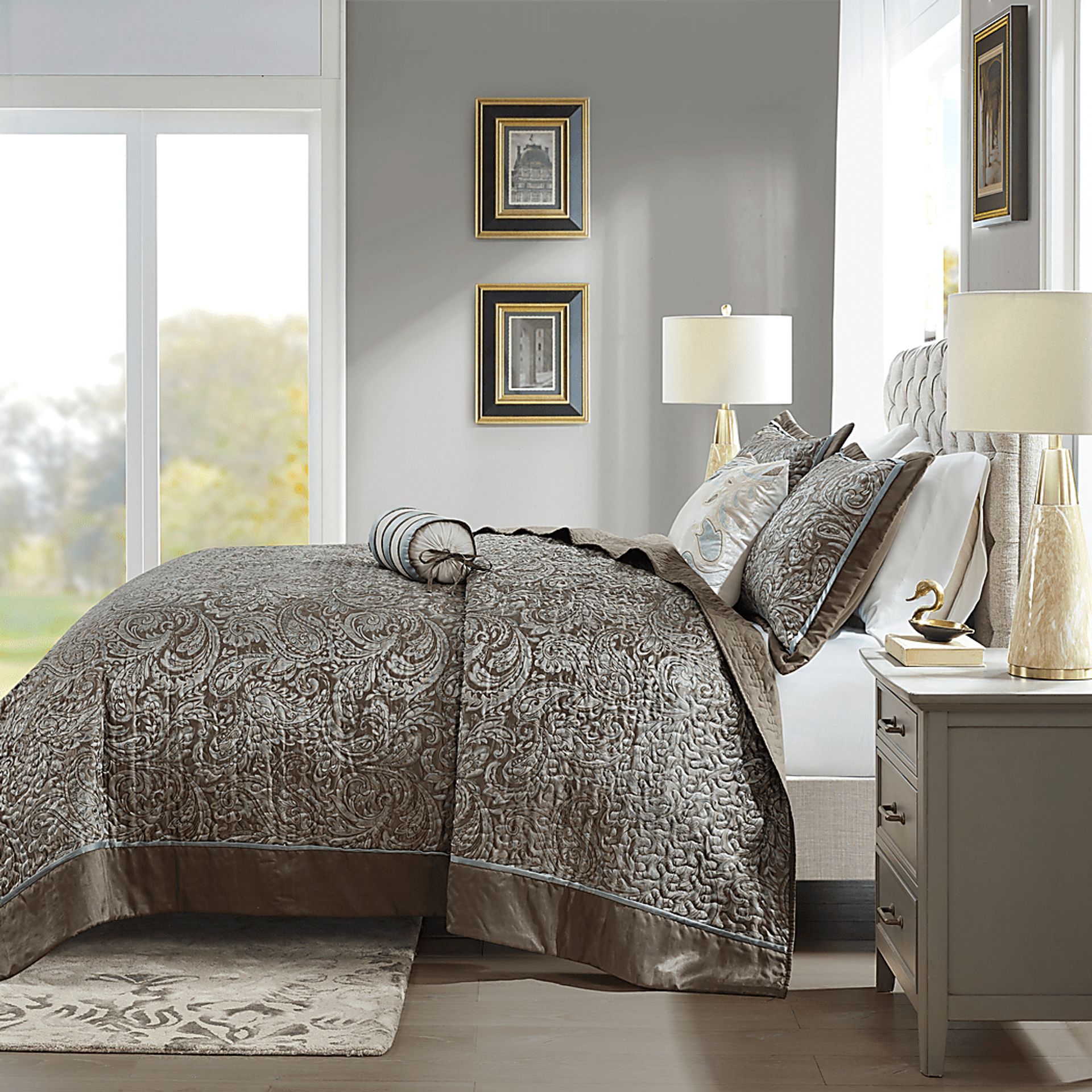 Wapsi Brown Blue 12 Pc Full Comforter Set - Image 4