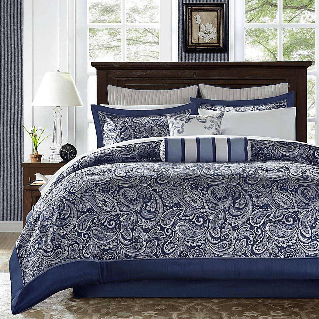 Wapsi Navy 12 Pc California King Comforter Set
