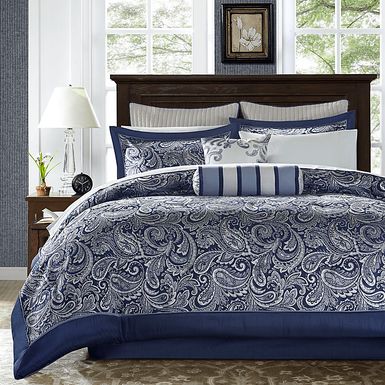 Wapsi Navy 12 Pc California King Comforter Set