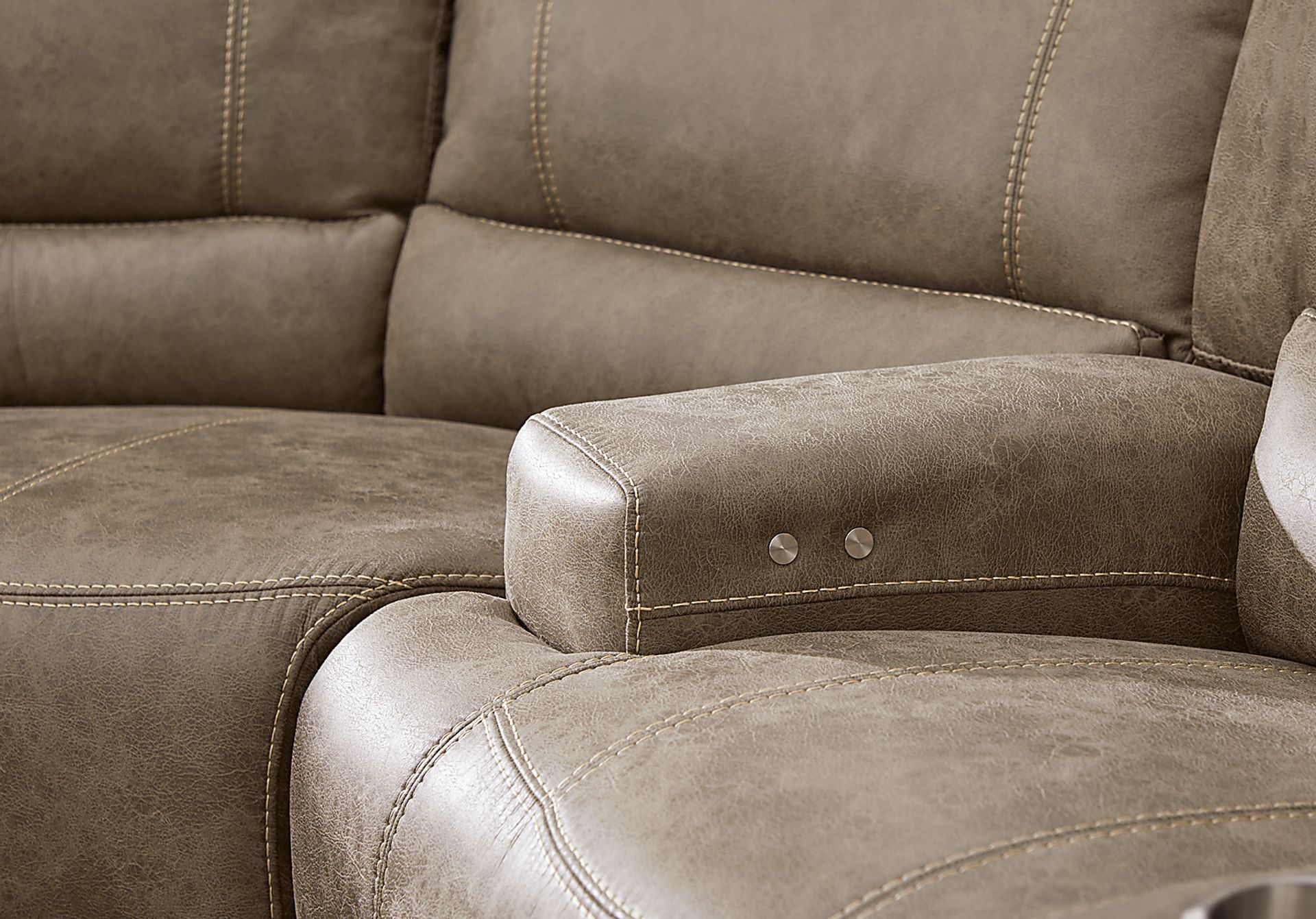 Warrendale Beige Microfiber 3 Pc Power Reclining Sectional Rooms to Go