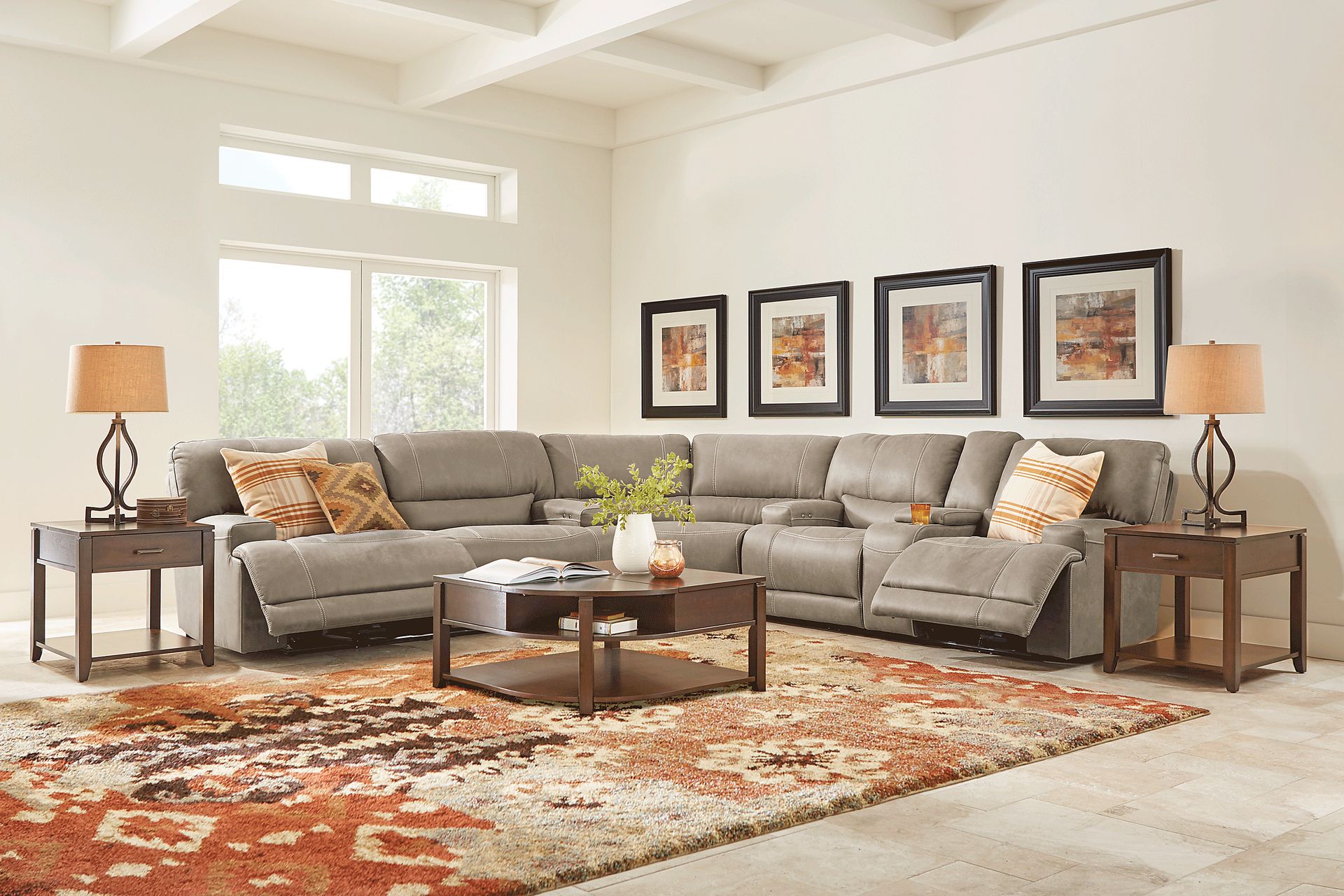 Warrendale Beige 6 Pc Power Reclining Sectional Living Room - Image 1