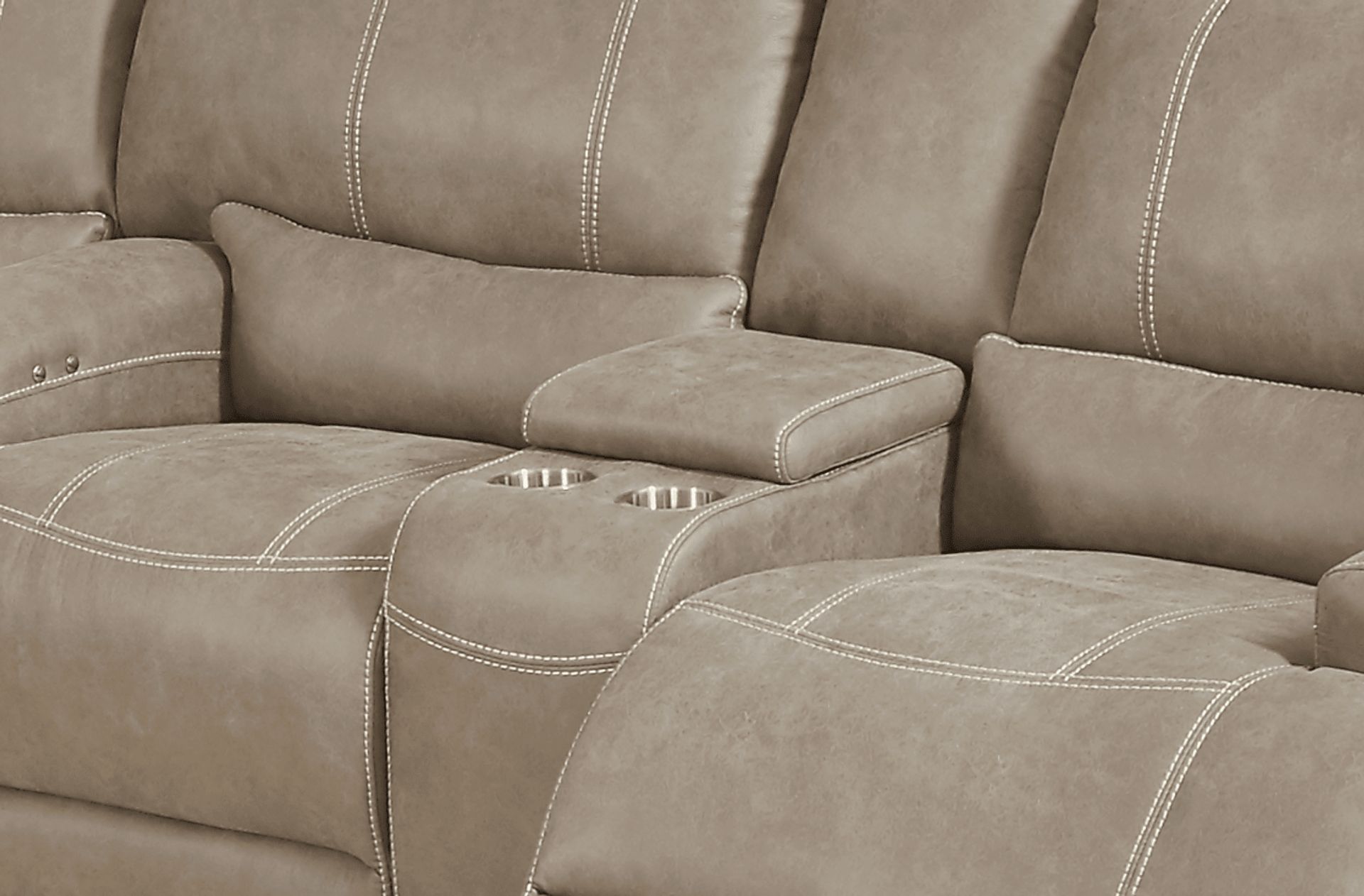Warrendale 5 Pc Beige Microfiber Power Reclining Living Room Set With