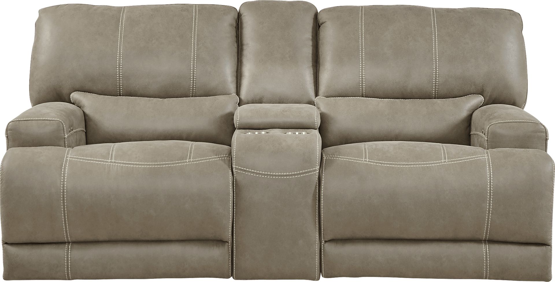 Warrendale Beige Microfiber Power Reclining Console Loveseat Rooms to Go
