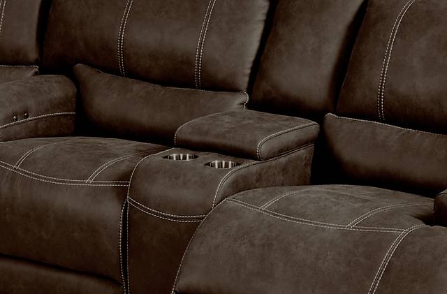 Warrendale Chocolate 5 Pc Power Reclining Sectional Living Room Plus 70 in. TV - Thumbnail - Image 5