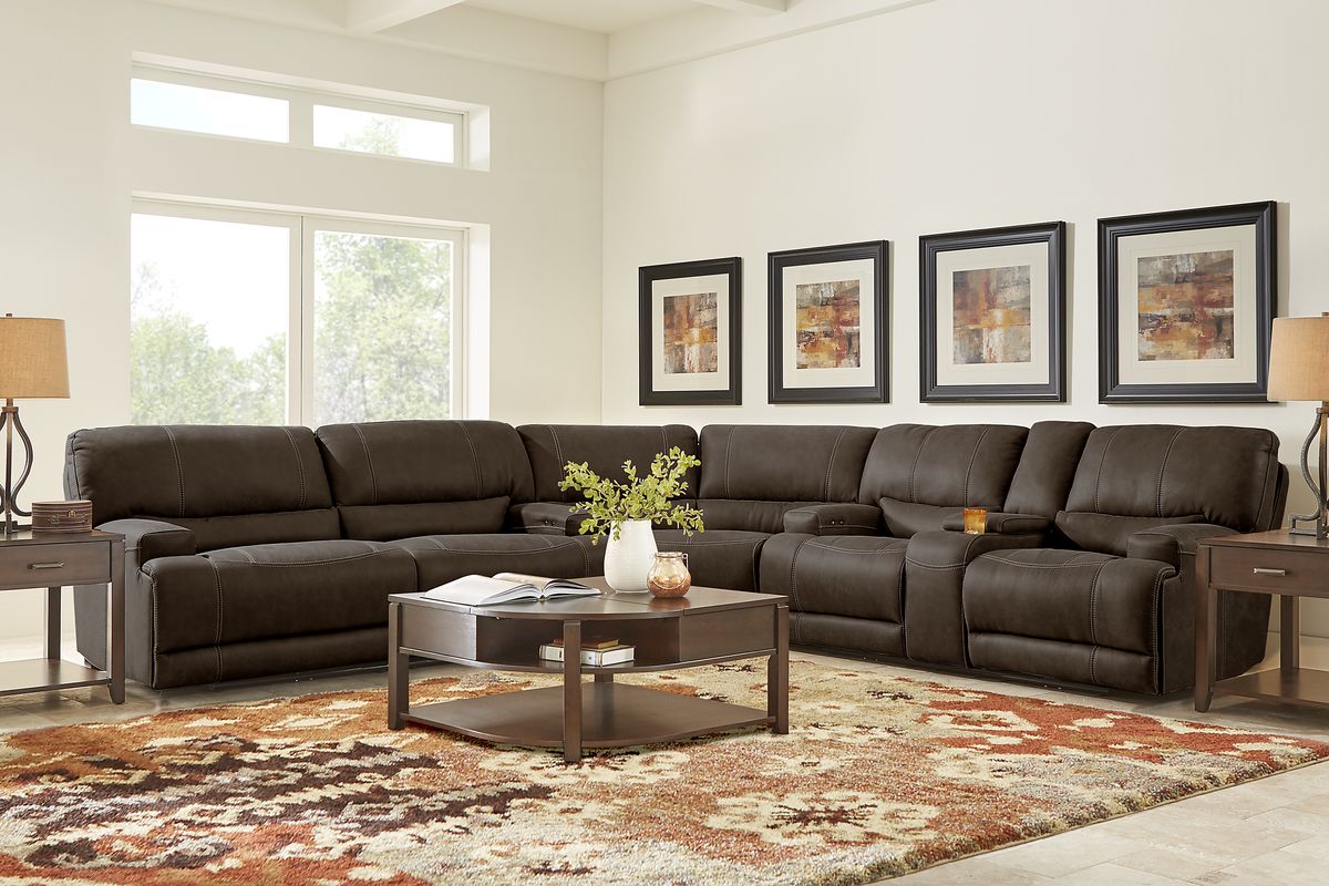 Warrendale Chocolate Brown Microfiber 3 Pc Power Reclining Sectional ...