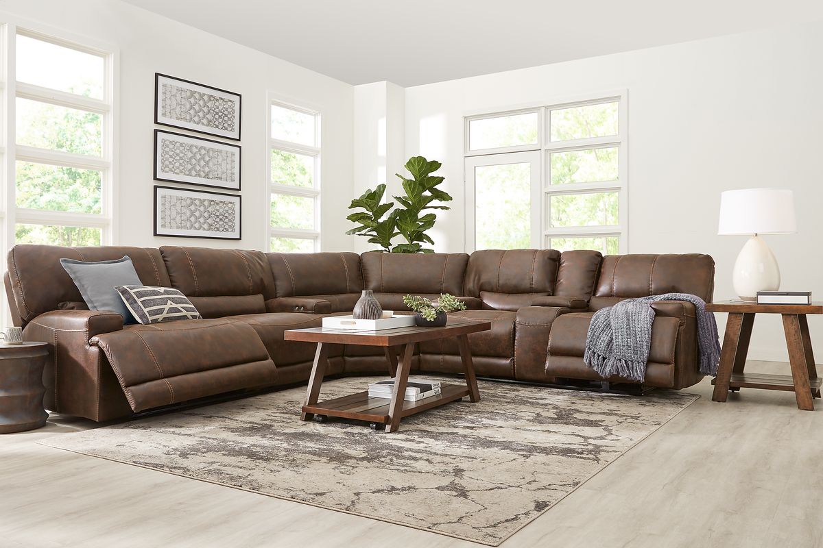Warrendale Chocolate Brown Microfiber 3 Pc Power Reclining Sectional ...