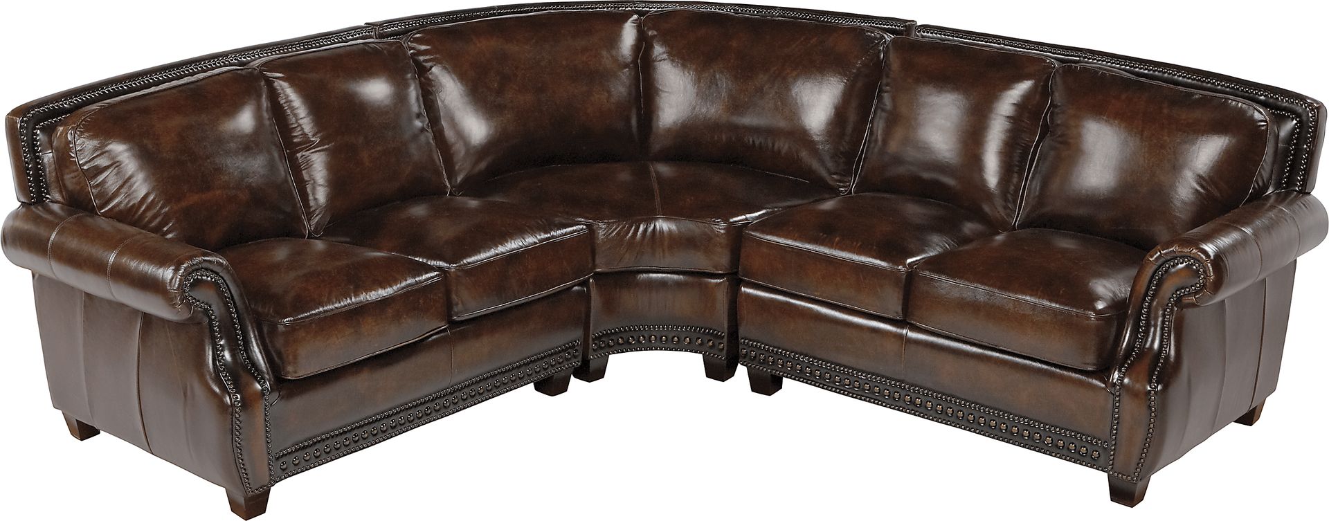 Warrick Brown Leather 3 Pc Sectional - Image 1
