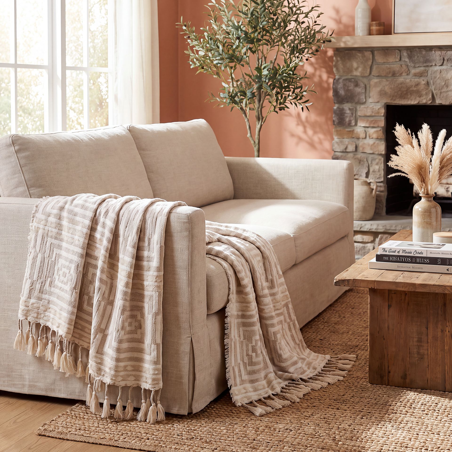 Washentaw Taupe Throw Blanket - Image 3
