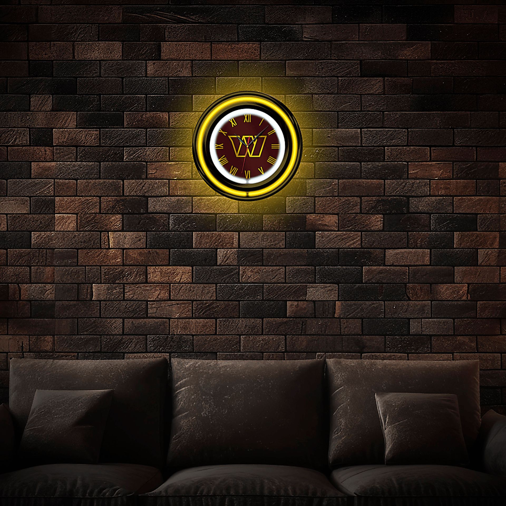 Washington Commanders Burgundy Neon Wall Clock - Image 2