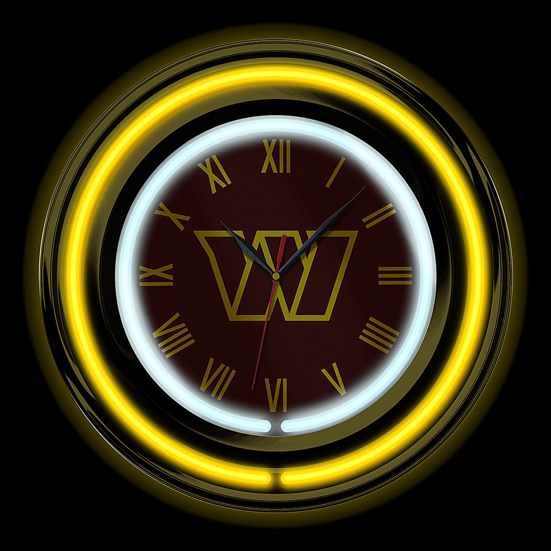 Washington Commanders Burgundy Neon Wall Clock - Image 3