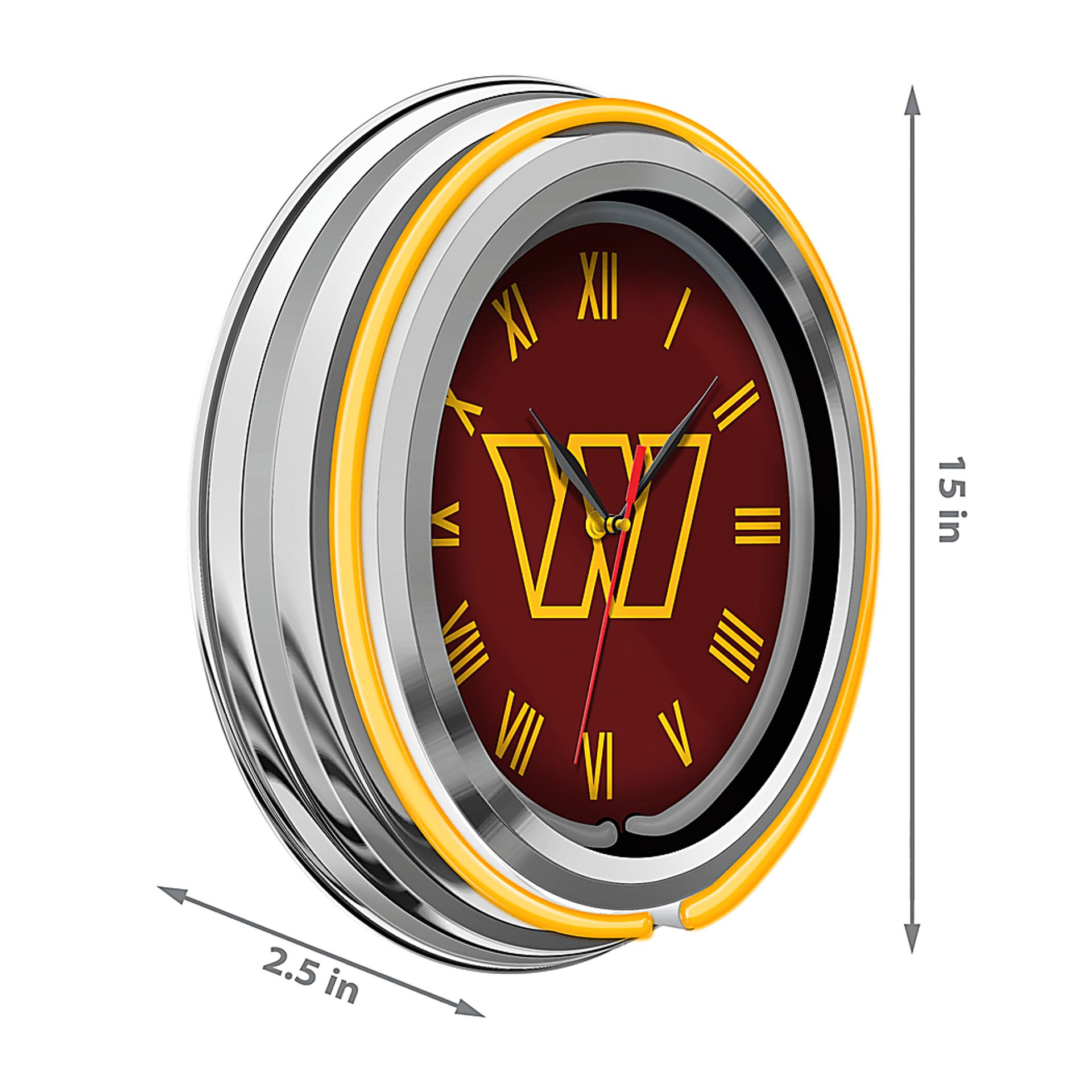 Washington Commanders Burgundy Neon Wall Clock - Image 4