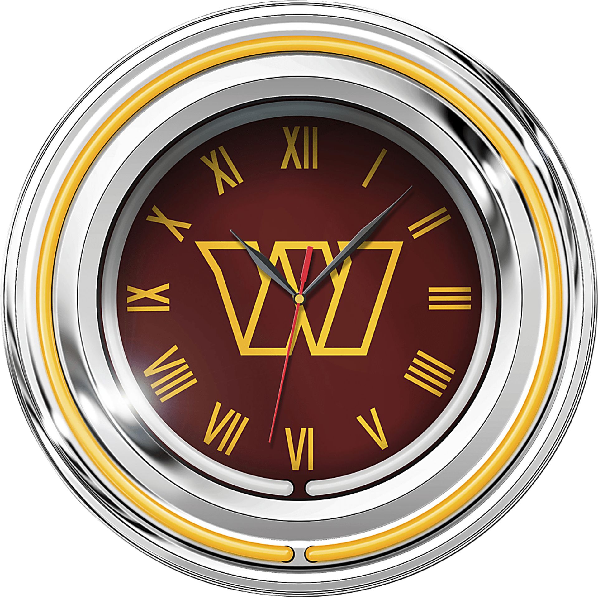 Washington Commanders Burgundy Neon Wall Clock - Image 1