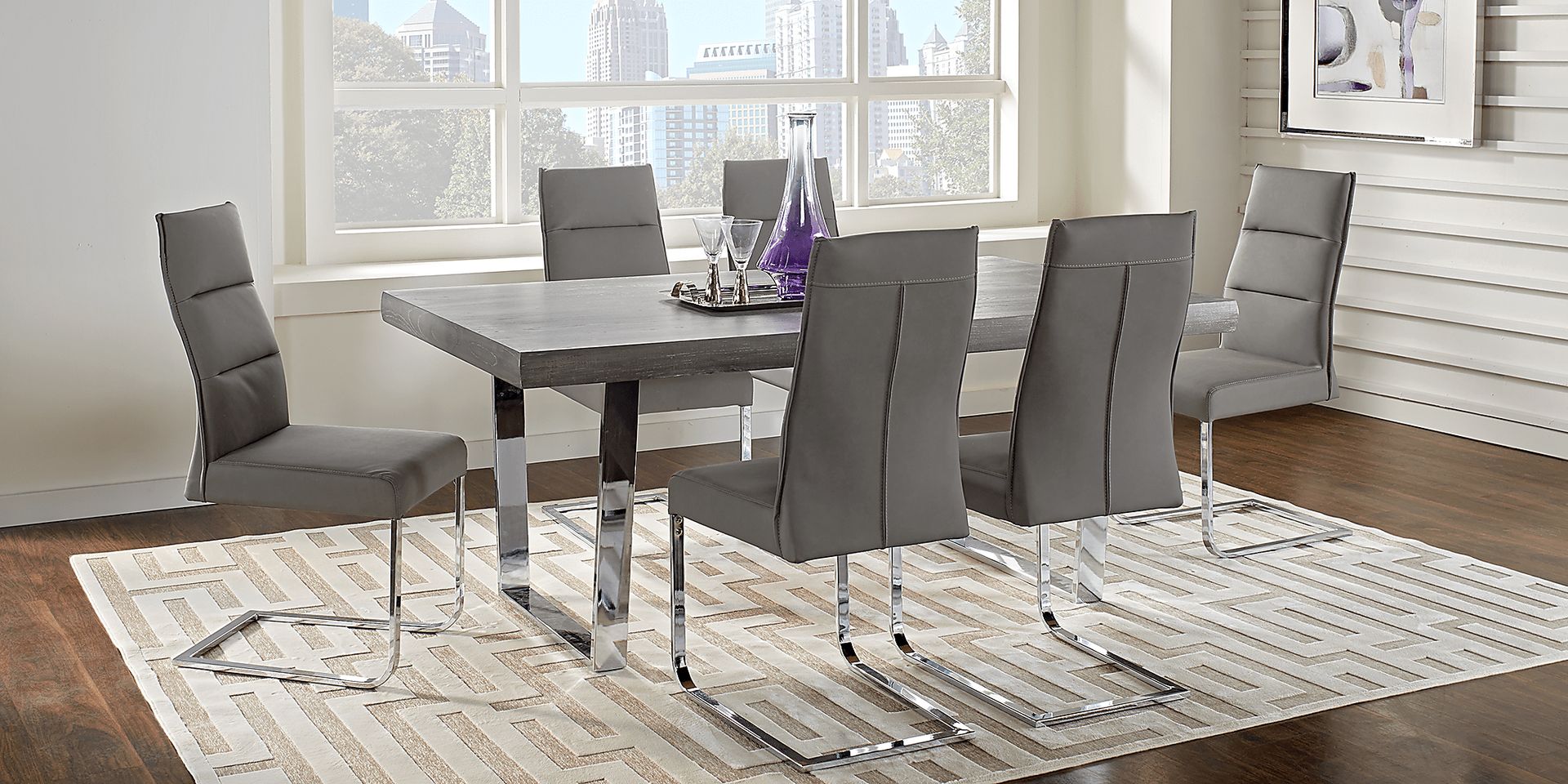 Washington Square White 5 Pc Dining Room with Gray Chairs - Image 5