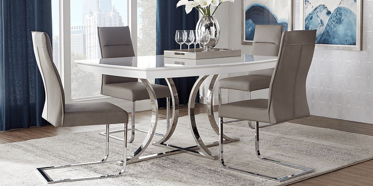 Washington Square Chrome,White Colors,Metal,White Dining Table Rooms