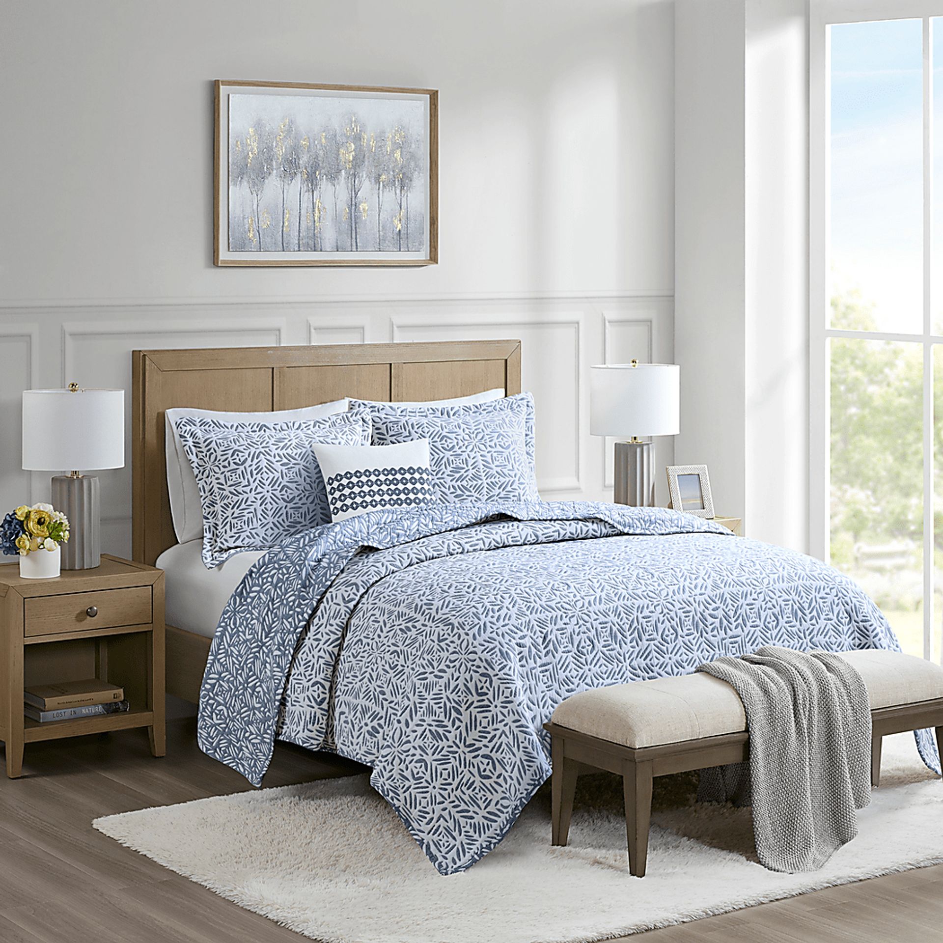 Washmon Blue 4 Pc Full/Queen Coverlet Set - Image 2
