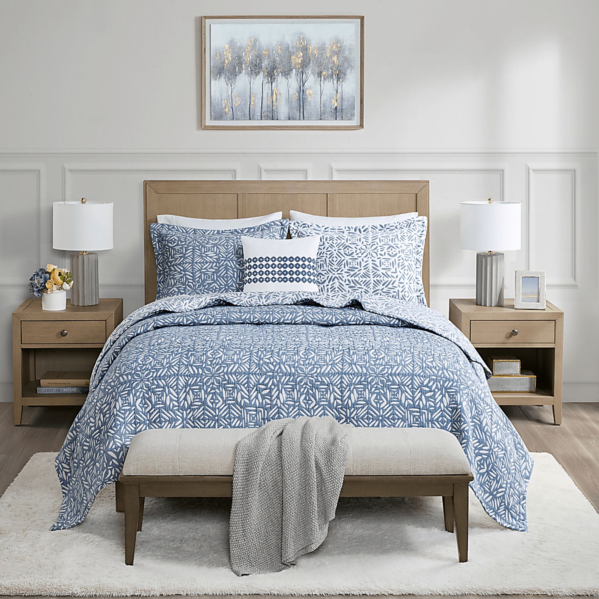 Washmon Blue 4 Pc Full/Queen Coverlet Set - Image 3