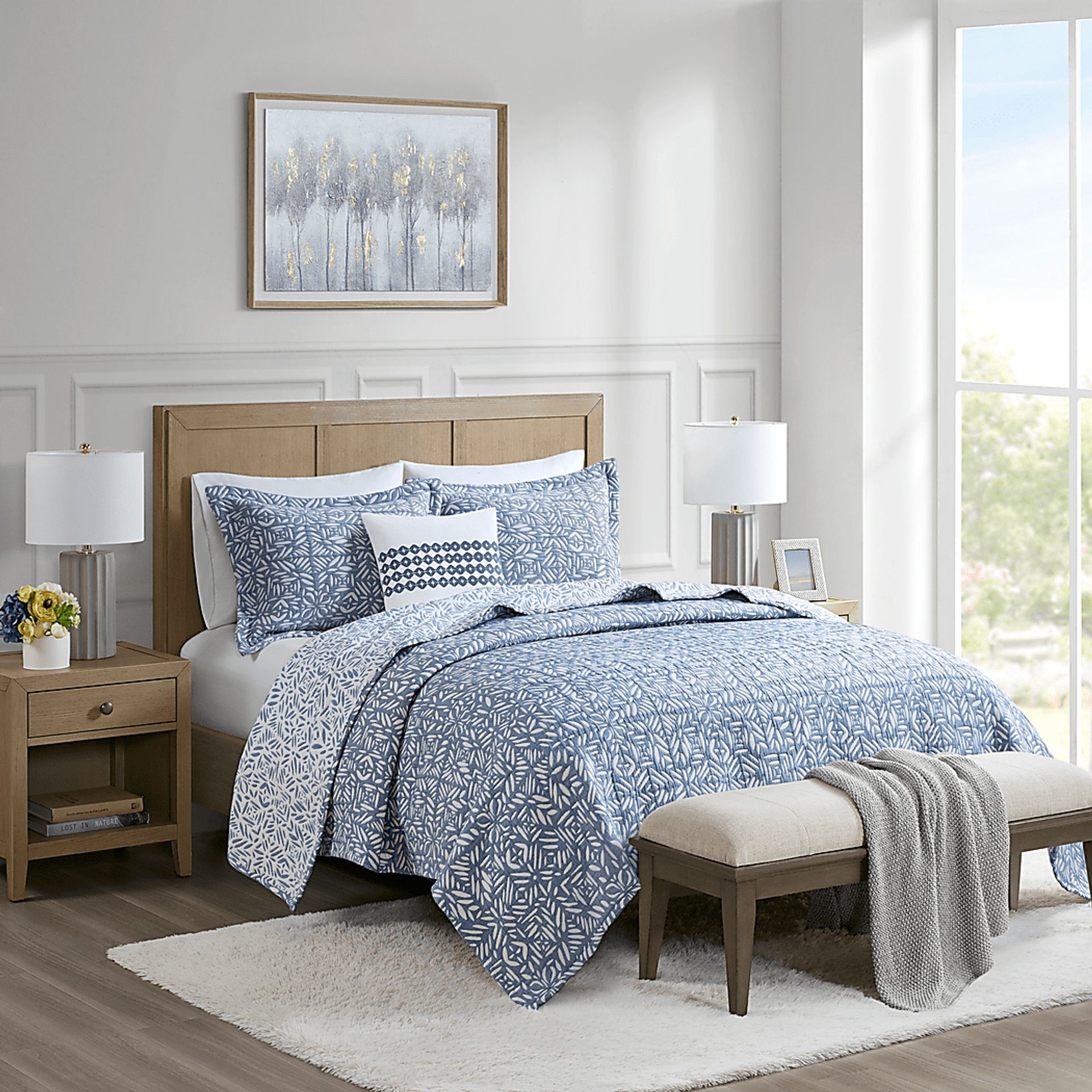 Washmon Blue 4 Pc Full/Queen Coverlet Set - Image 1