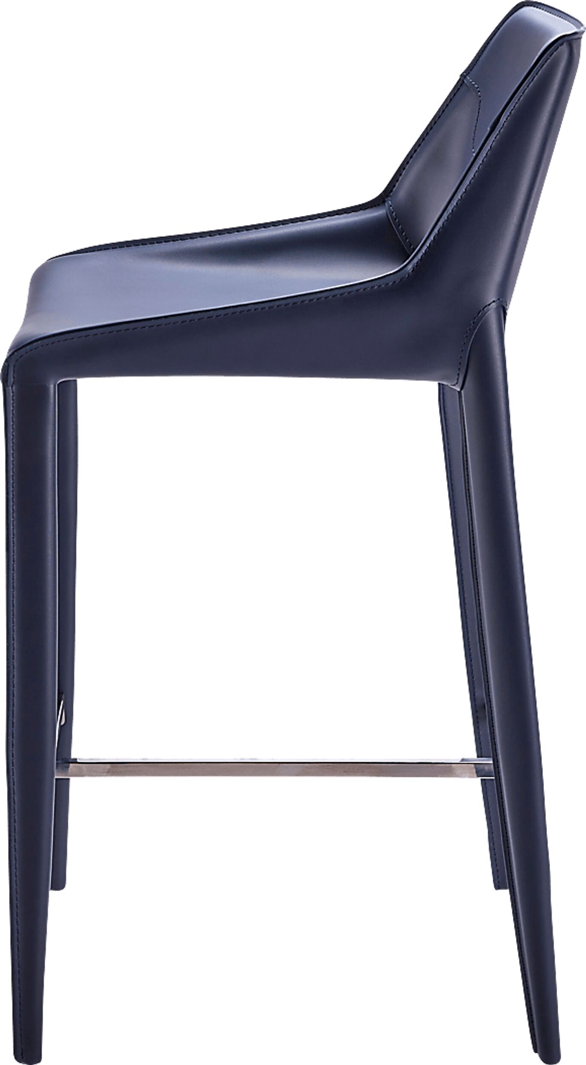 Wasil Silver Gray Navy Blue Vinyl Fabric Barstool | Rooms to Go