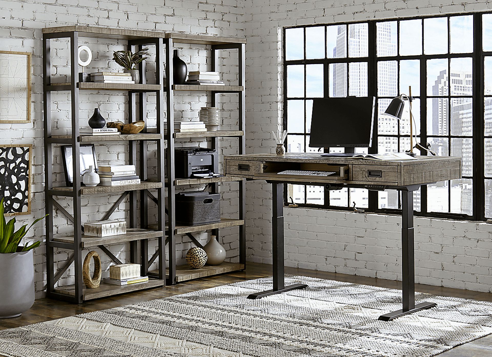 Water Mill Gray Adjustable Desk - Image 7