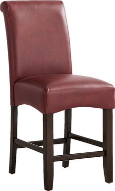 Watercolor Burgundy Upholstered Stool