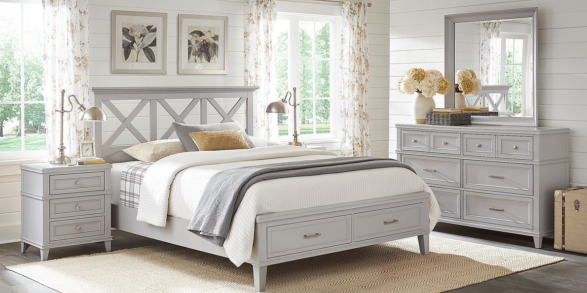 Waterford Landing Gray 7 Pc King Panel Bedroom with Storage
