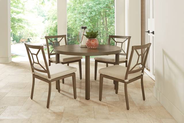 Waterfront Bronze 5 Pc Round Outdoor Dining Set - Thumbnail - Image 1