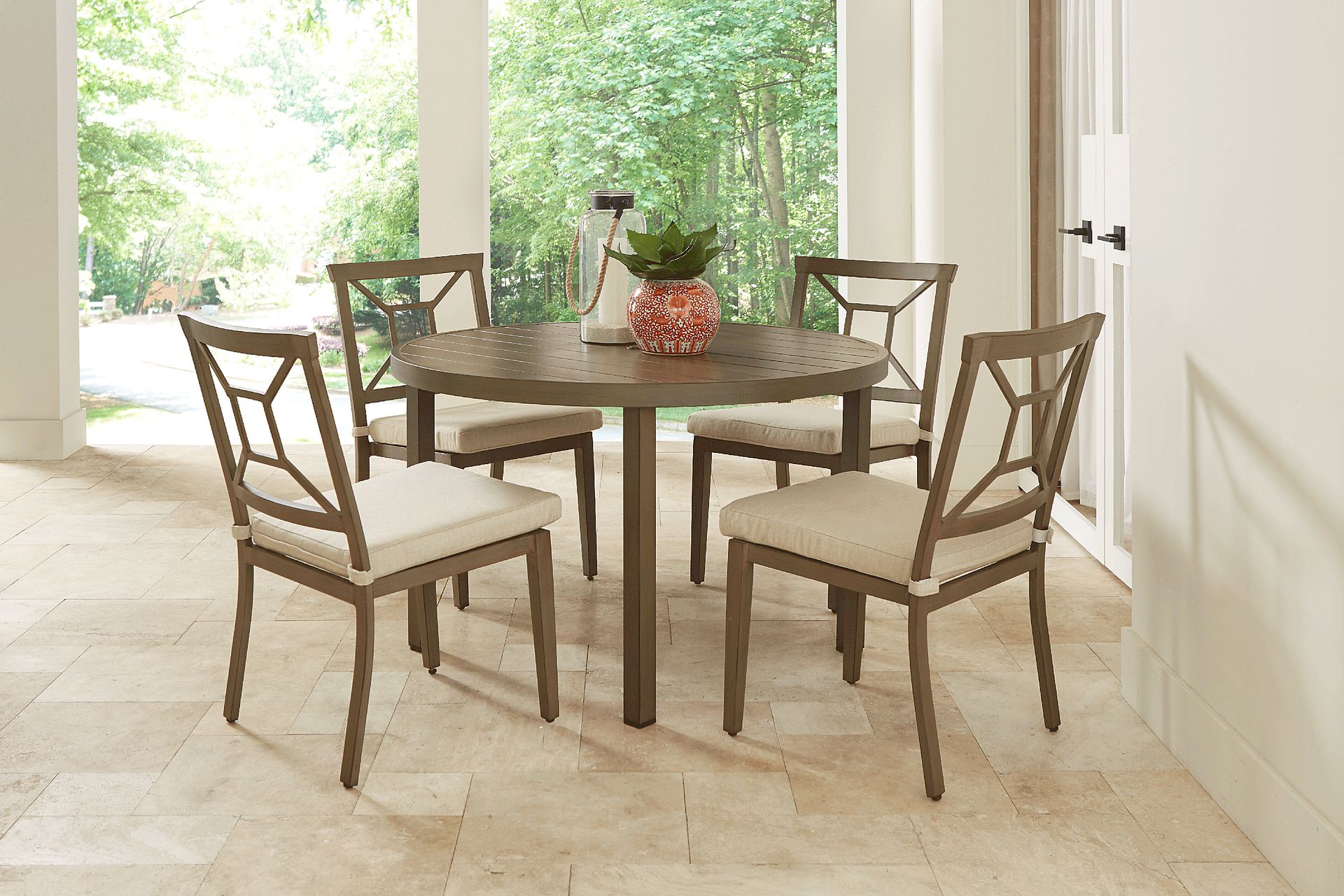 Waterfront Bronze 5 Pc Round Outdoor Dining Set - Image 1