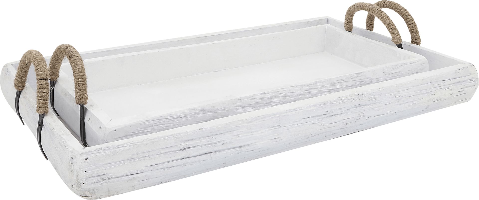 Watersilk White Tray, Set of 2 - Image 1