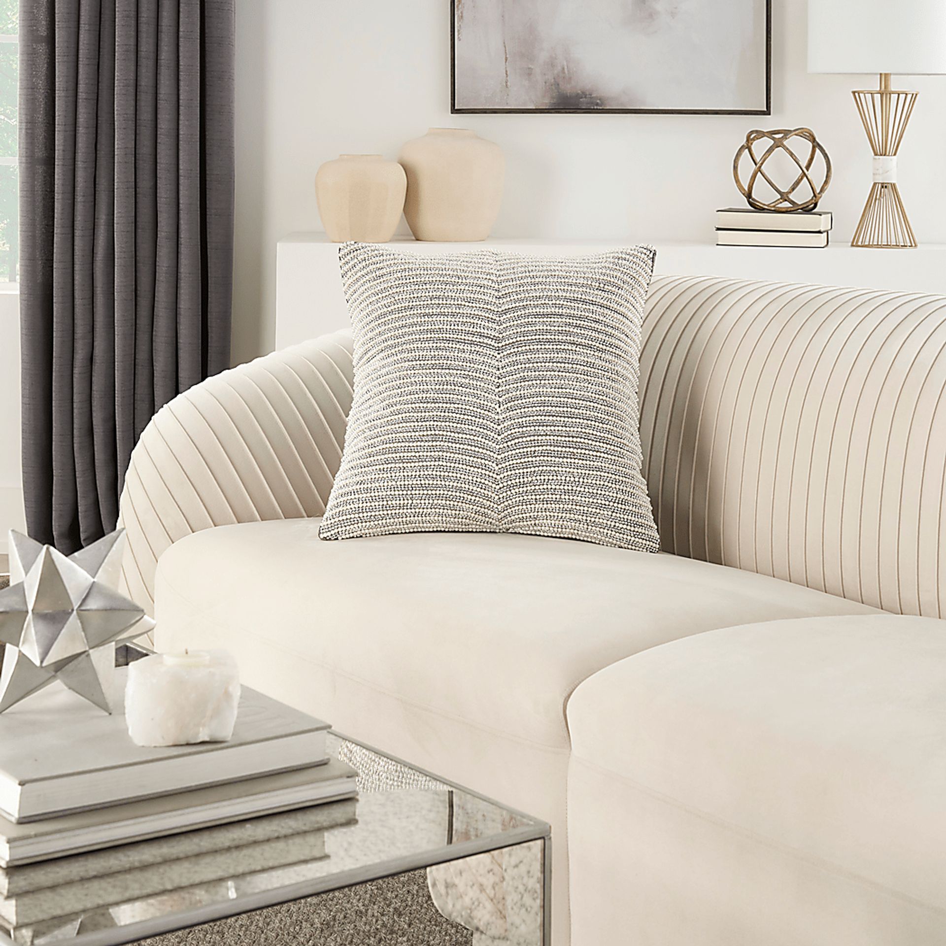 Watersong Ivory/Silver Accent Pillow - Image 2