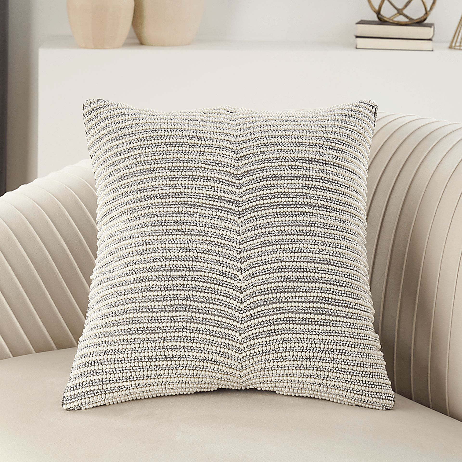 Watersong Ivory/Silver Accent Pillow - Image 3