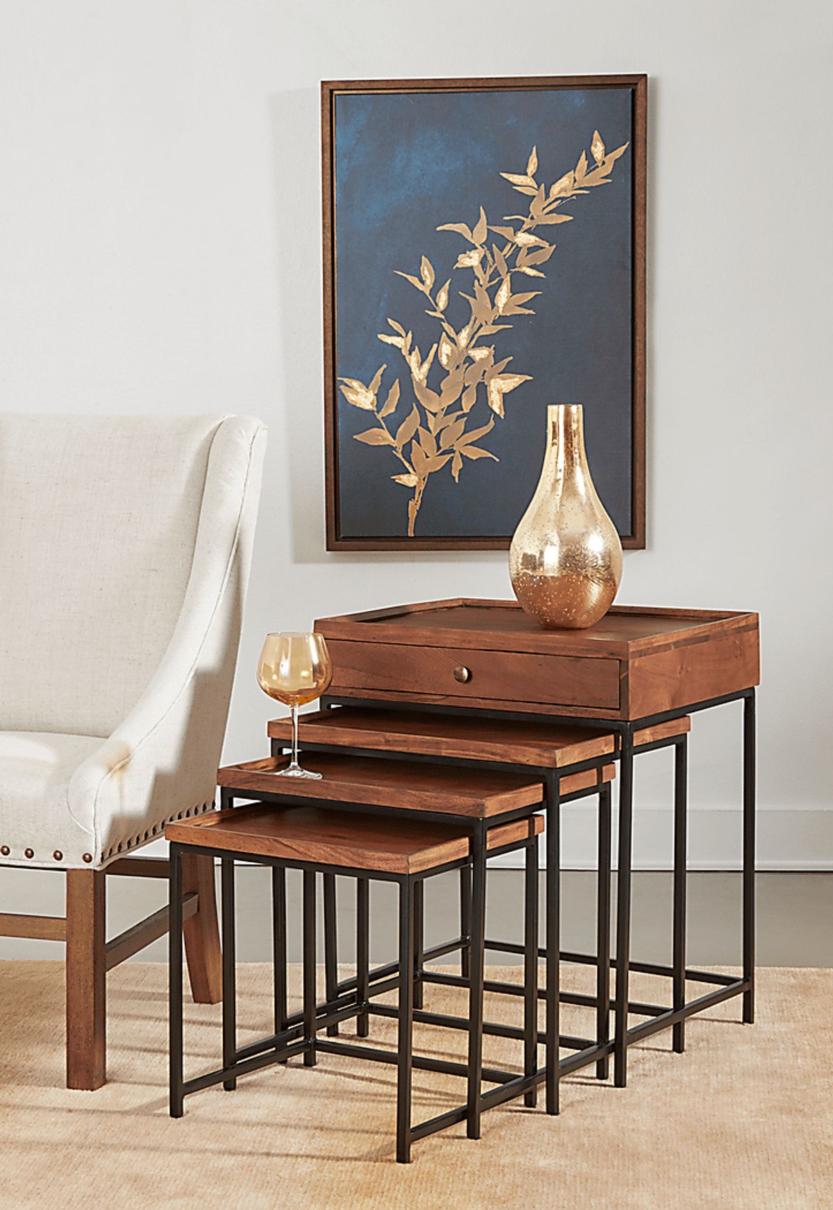 Waterston Brown Dark Wood Nesting Tables, Set Of 4 | Rooms to Go