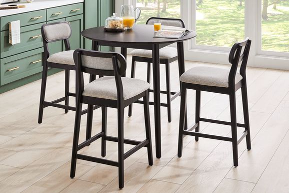 Watertown Black 5 Pc Round Counter Height Dining Room with Upholstered Stools