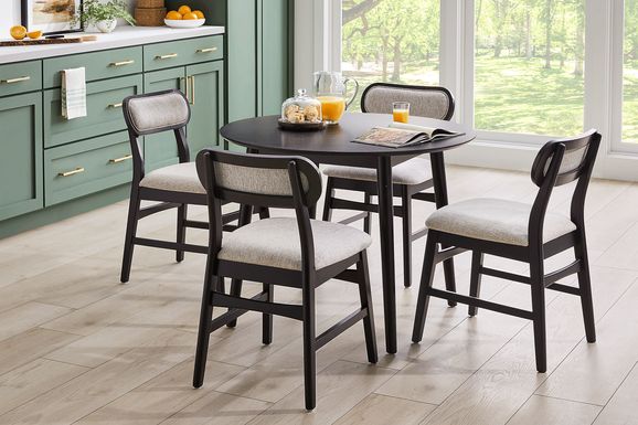 Watertown Black 5 Pc Round Dining Room with Upholstered Chairs