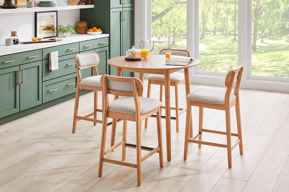 Watertown Natural 5 Pc Round Counter Height Dining Room with Upholstered Stools