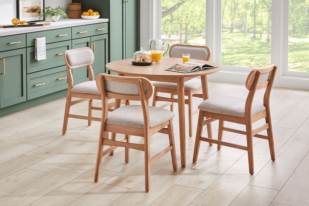 Watertown 5 Pc Natural Light Wood Beige Dining Room Set With Dining ...