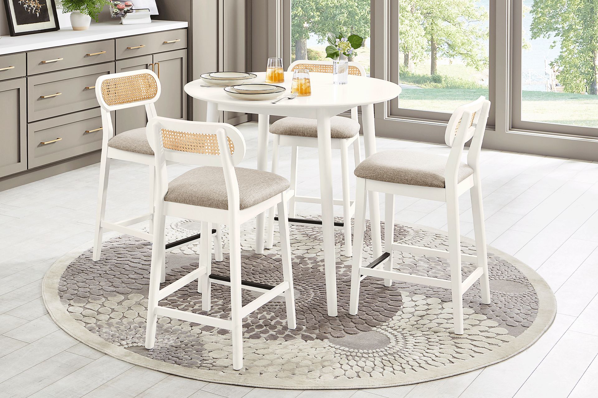 Watertown White 5 Pc Round Counter Height Dining Room - Image 1