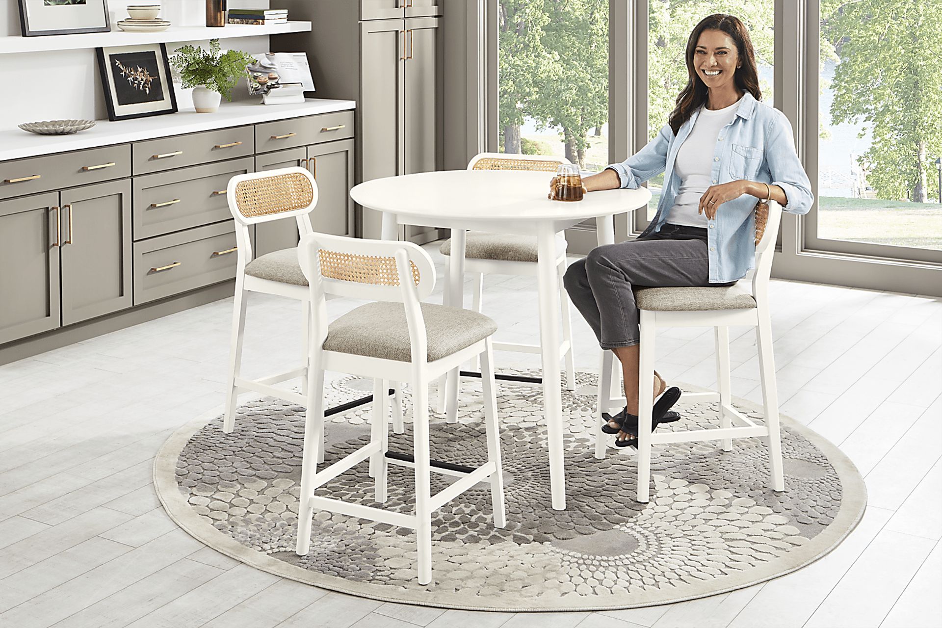 Watertown White 5 Pc Round Counter Height Dining Room - Image 10