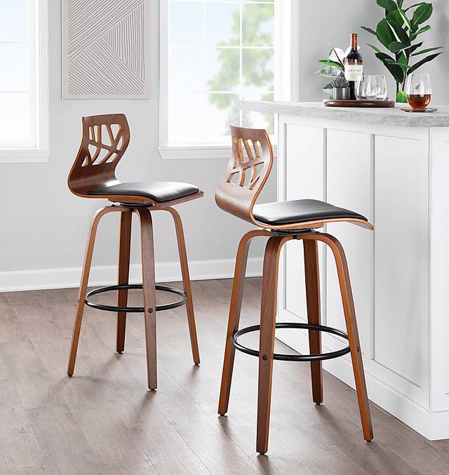 Watsonia Black Swivel Barstool, Set of 2 - Thumbnail - Image 2