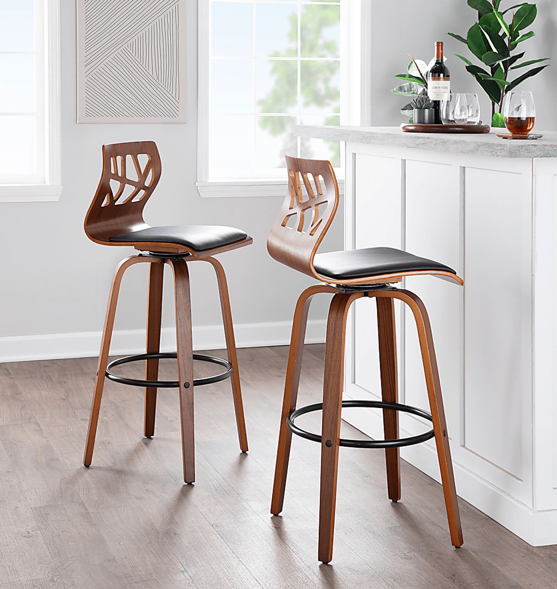 Watsonia Black Swivel Barstool, Set of 2 - Image 2