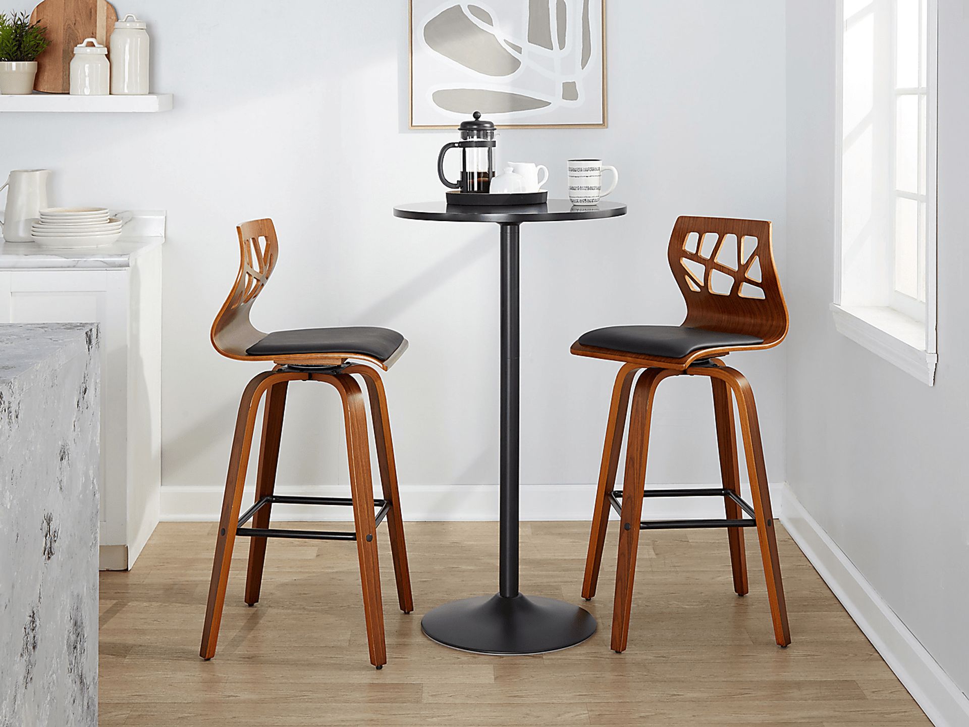 Watsonia II Black Swivel Barstool, Set of 2 - Image 2