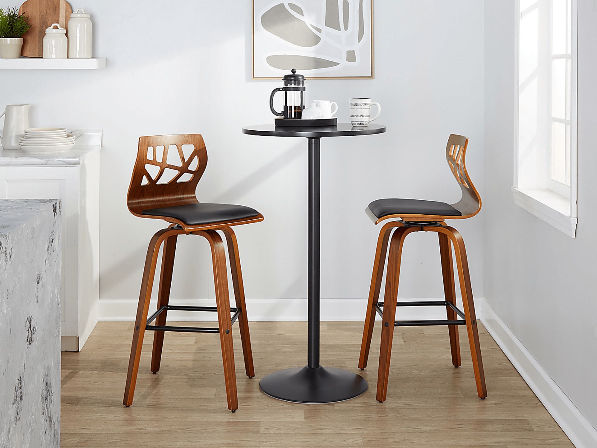 Watsonia II Black Swivel Barstool, Set of 2 - Image 3