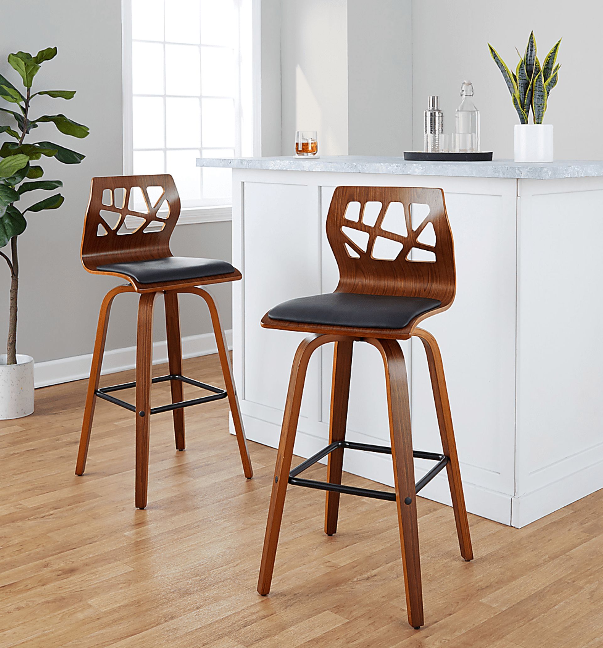 Watsonia II Black Swivel Barstool, Set of 2 - Image 4