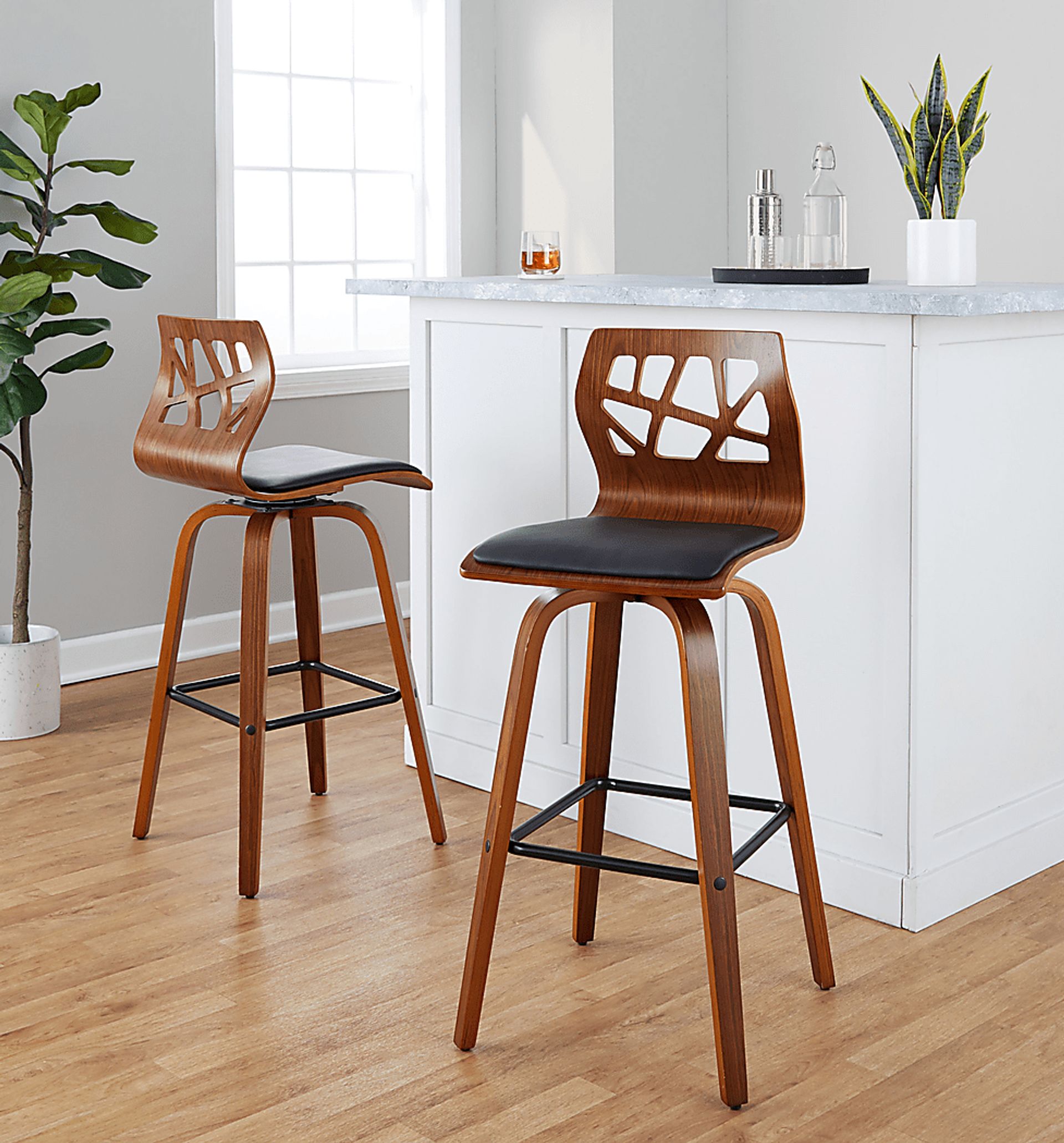 Watsonia II Black Swivel Barstool, Set of 2 - Image 5
