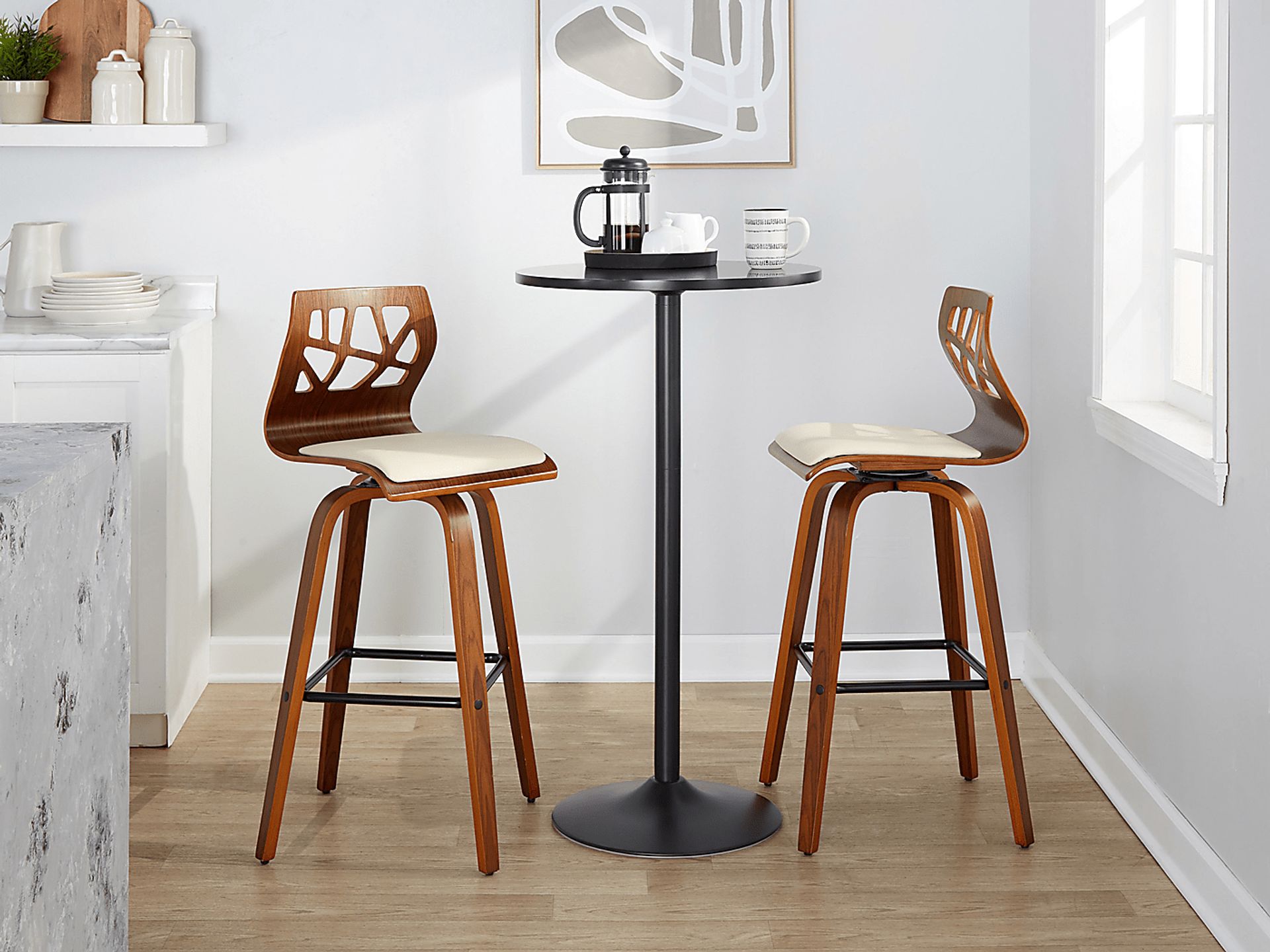 Watsonia II Cream Swivel Barstool, Set of 2 - Image 3