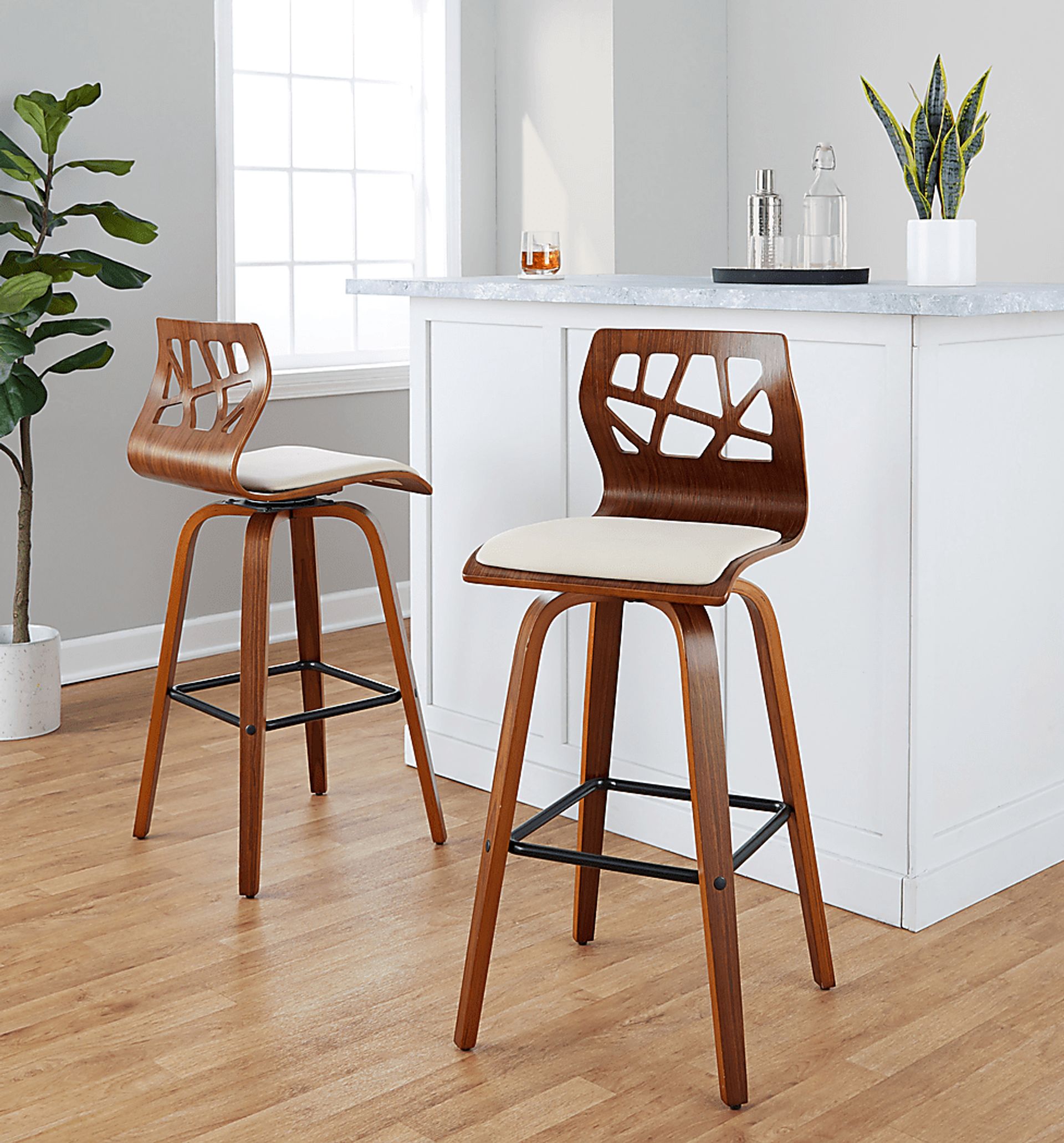 Watsonia II Cream Swivel Barstool, Set of 2 - Image 5