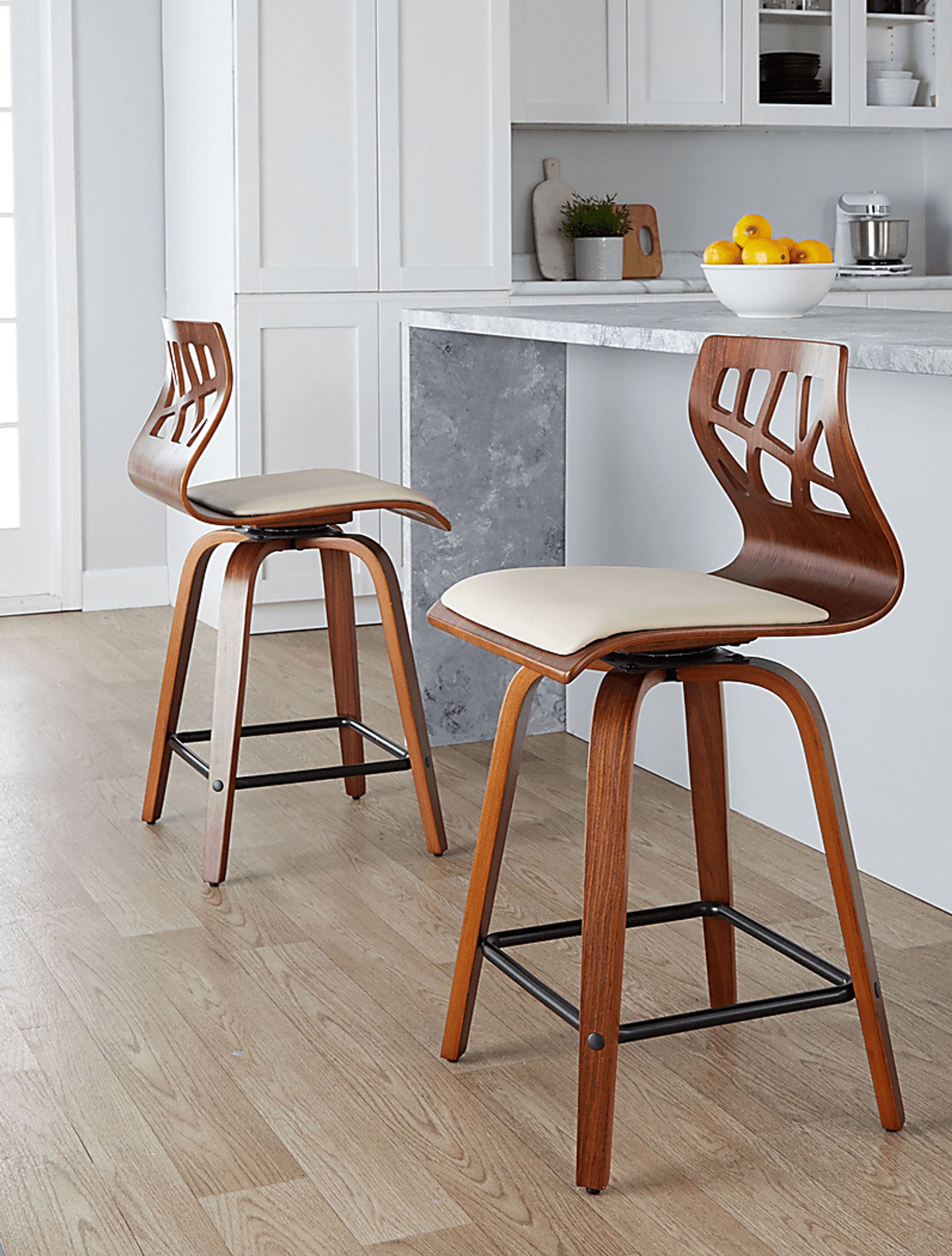 Watsonia II Cream Swivel Counter Height Stool, Set of 2 - Image 4