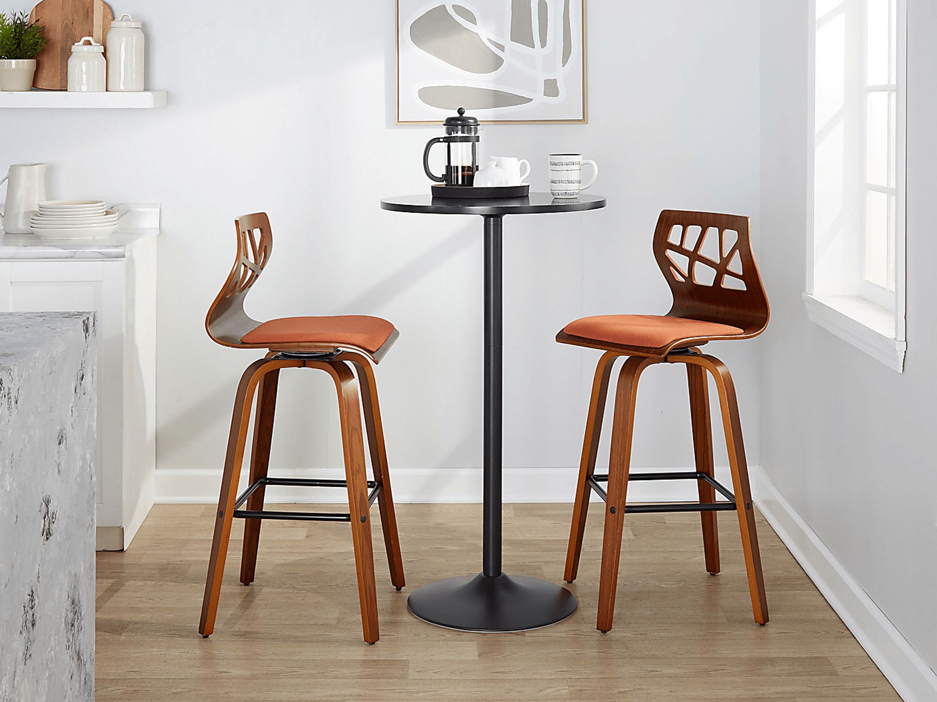 Watsonia II Orange Swivel Barstool, Set of 2 - Image 2