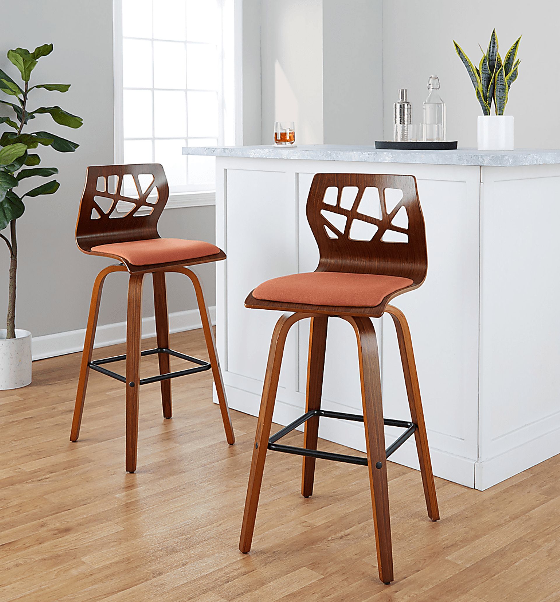 Watsonia II Orange Swivel Barstool, Set of 2 - Image 4